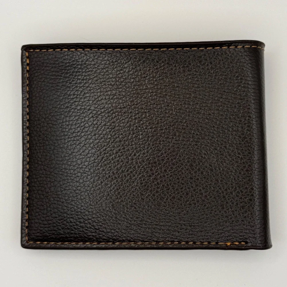Baellerry Men's Dark Brown Faux Leather Bifold‎ Wallet Organizer Pockets
